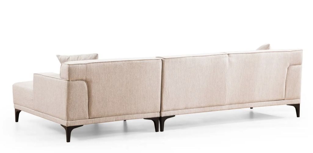 Canapé d'angle à droite moderne en tissu blanc avec 2 coussin Tivano 250 cm - Photo n°6