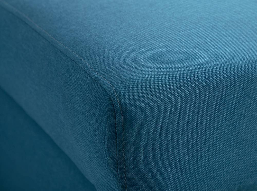 Canapé d'angle convertible et réversible avec coffre tissu bleu pétrole Jane 242 cm - Photo n°10
