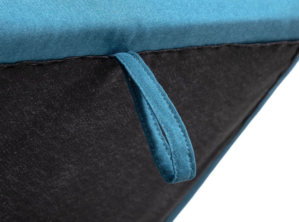 Canapé d'angle convertible et réversible avec coffre tissu bleu pétrole Jane 242 cm - Photo n°13