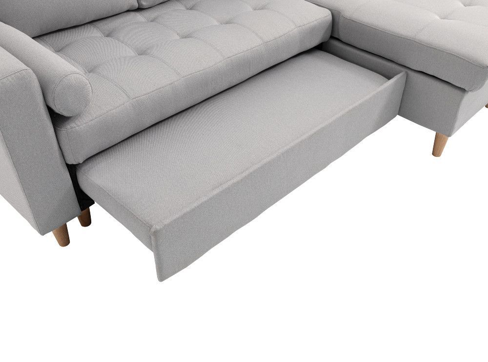 Canapé d'angle convertible et reversible tissu gris clair Waler 229 cm - Photo n°6