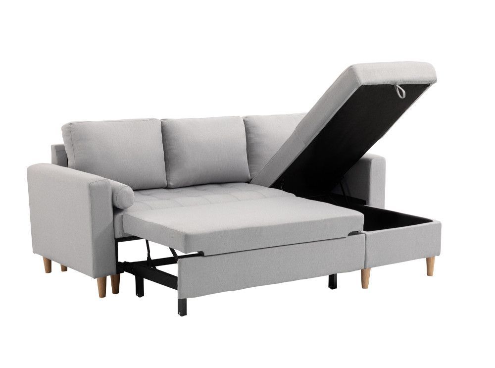 Canapé d'angle convertible et reversible tissu gris clair Waler 229 cm - Photo n°10