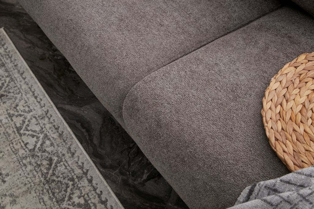 Canapé d'angle convertible tissu et pieds doré Birka 266 cm - Photo n°7