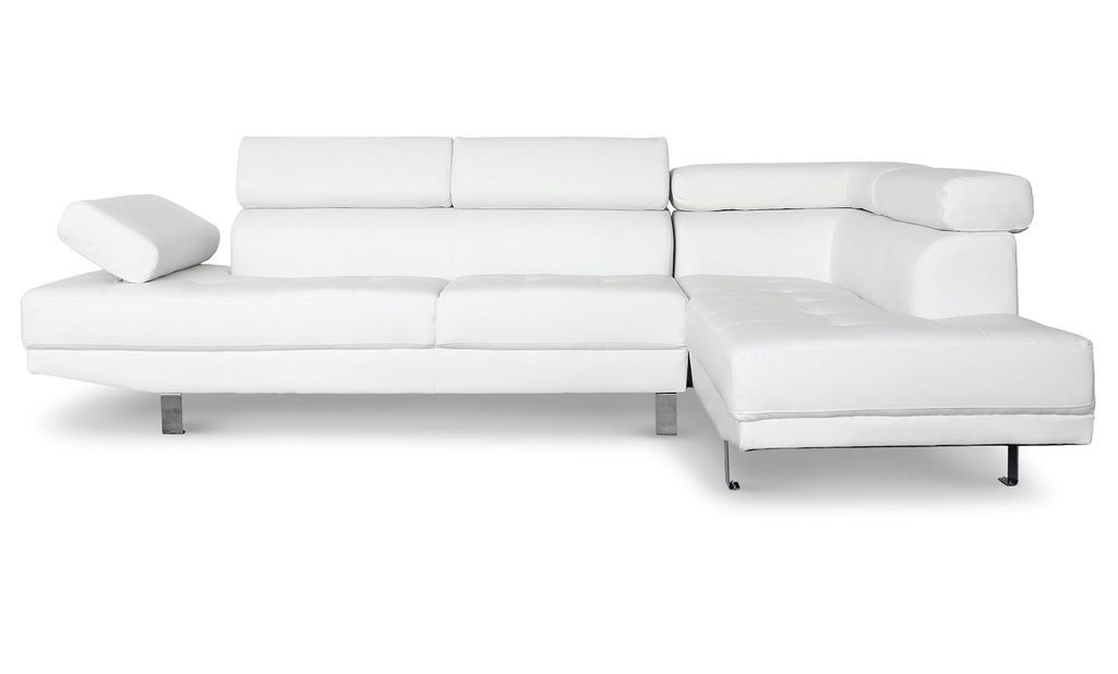 Canapé d'angle droit 5 places simili cuir blanc Omeg 260 cm - Photo n°1