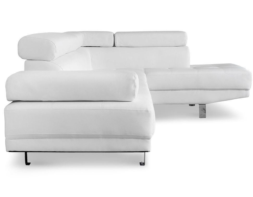 Canapé d'angle droit 5 places simili cuir blanc Omeg 260 cm - Photo n°4