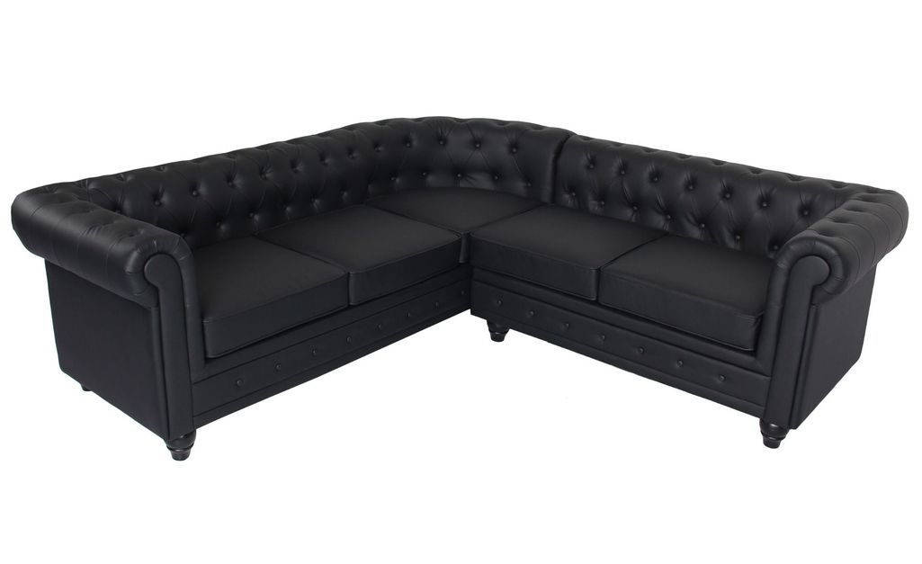 Canapé d'angle droit 5 places simili cuir noir Vatsi 220 cm - Photo n°4