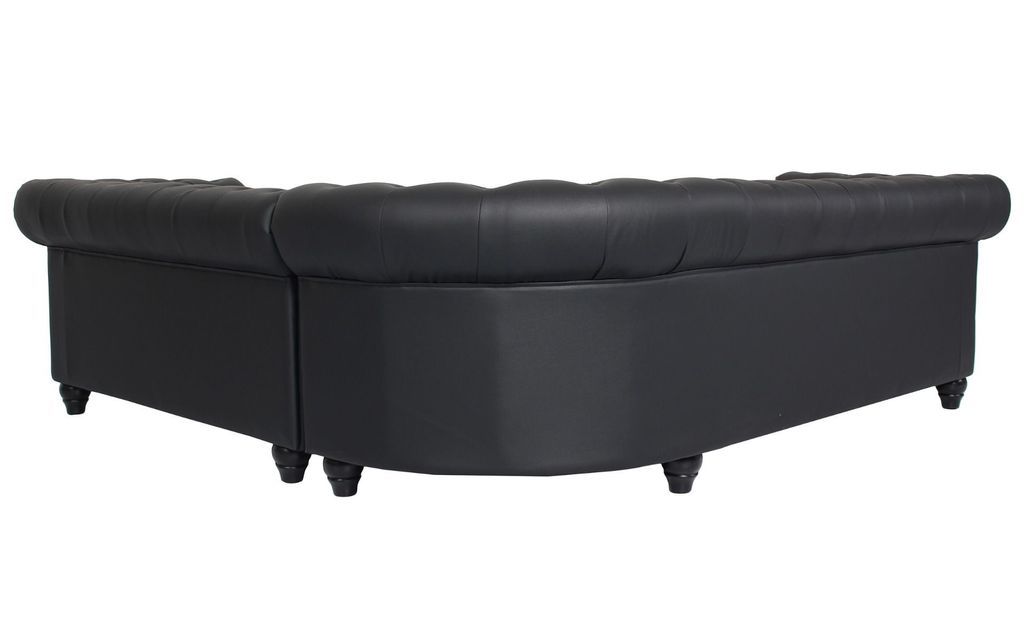 Canapé d'angle droit 5 places simili cuir noir Vatsi 220 cm - Photo n°5