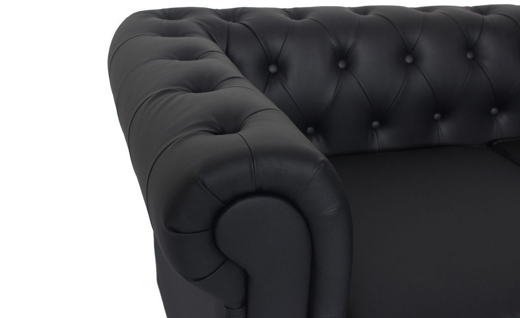 Canapé d'angle droit 5 places simili cuir noir Vatsi 220 cm - Photo n°6