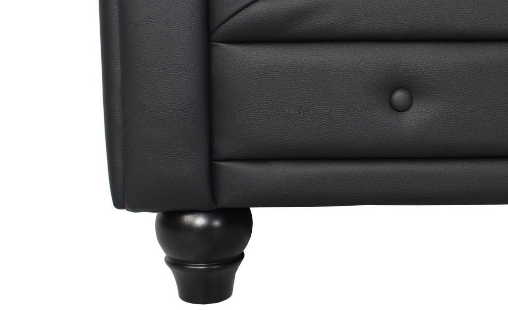 Canapé d'angle droit 5 places simili cuir noir Vatsi 220 cm - Photo n°8