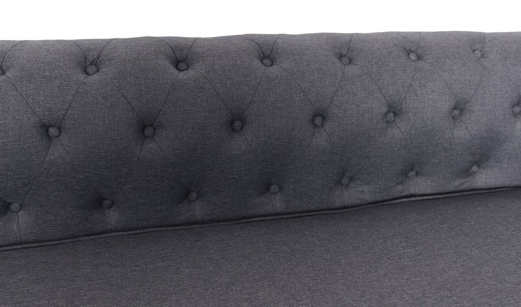 Canapé d'angle droit chesterfield tissu gris foncé Rosee 281 cm - Photo n°5