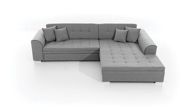 Canapé d'angle droit convertible 4 places tissu gris foncé et simili blanc Looka 295 cm - Photo n°4