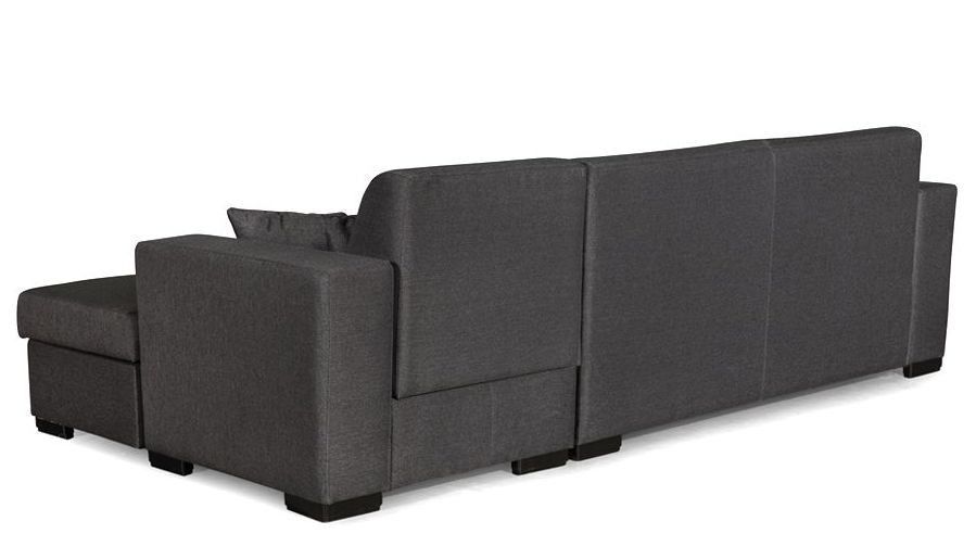 Canapé d'angle droit convertible avec coffre tissu gris foncé Bari 262 cm - Photo n°8