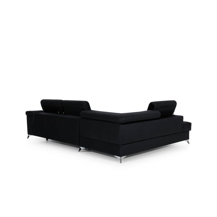 Canapé d'angle droit convertible tissu noir Marido 275 cm - Photo n°6