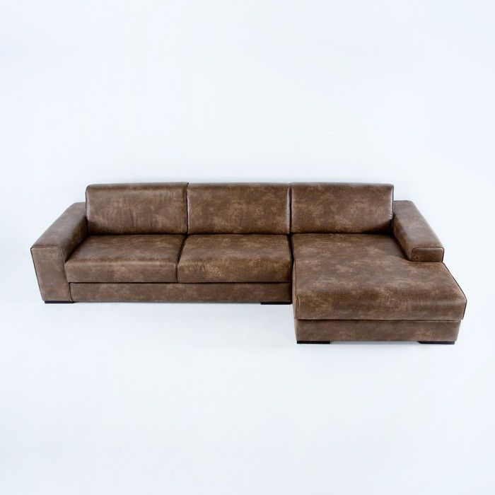 Canapé d'angle droit cuir marron Exept - Photo n°1