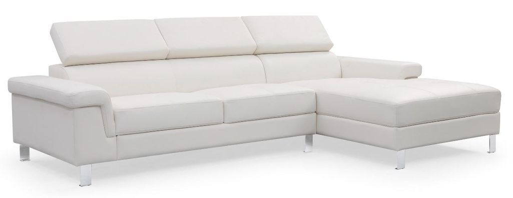 Canapé d'angle droit en cuir blanc Vixen - Photo n°1