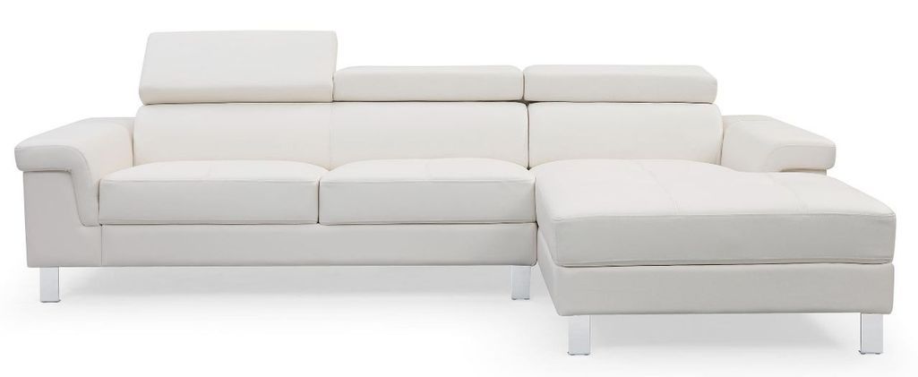 Canapé d'angle droit en cuir blanc Vixen - Photo n°2