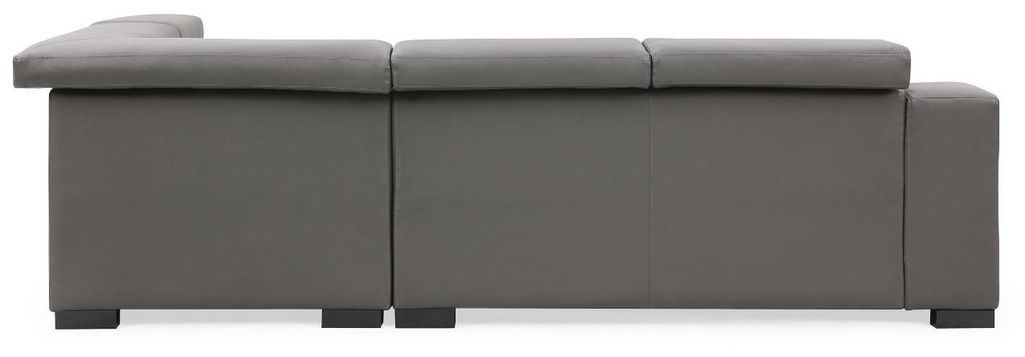 Canapé d'angle droit en cuir gris Callyh - Photo n°4