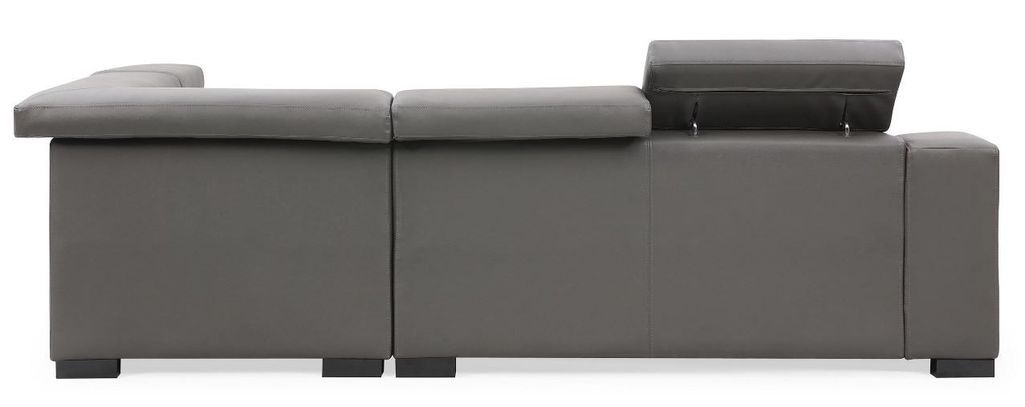 Canapé d'angle droit en cuir gris Callyh - Photo n°5