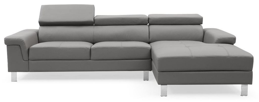Canapé d'angle droit en cuir gris Vixen - Photo n°2
