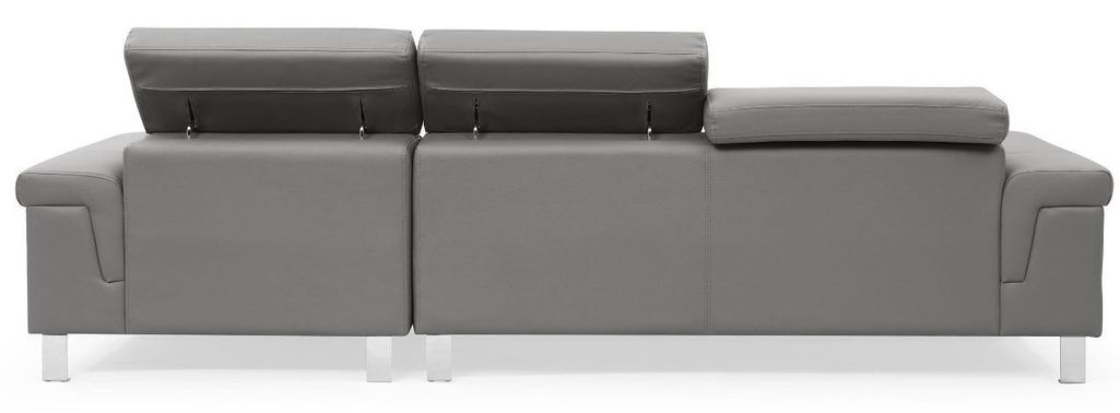 Canapé d'angle droit en cuir gris Vixen - Photo n°3
