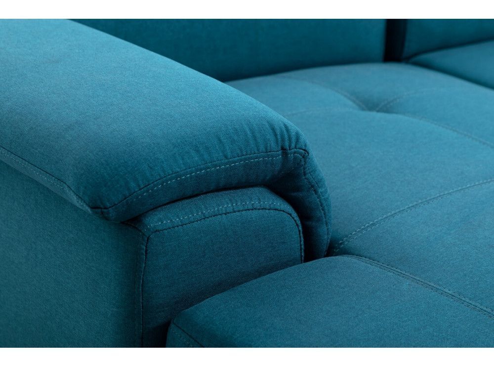 Canapé d'angle droit en U convertible avec coffre tissu bleu Mara 322 cm - Photo n°10