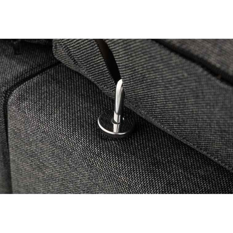Canapé d'angle droit en U convertible avec coffre tissu gris et simili noir Mara 322 cm - Photo n°8