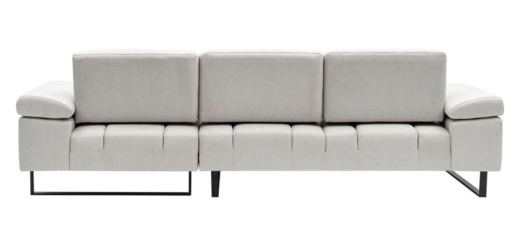 Canapé d'angle droit moderne tissu doux beige clair pieds métal noir Kustone 274 cm - Photo n°4