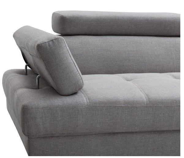 Canapé d'angle droit scandinave avec appuis têtes tissu gris clair Santra 262 cm - Photo n°8