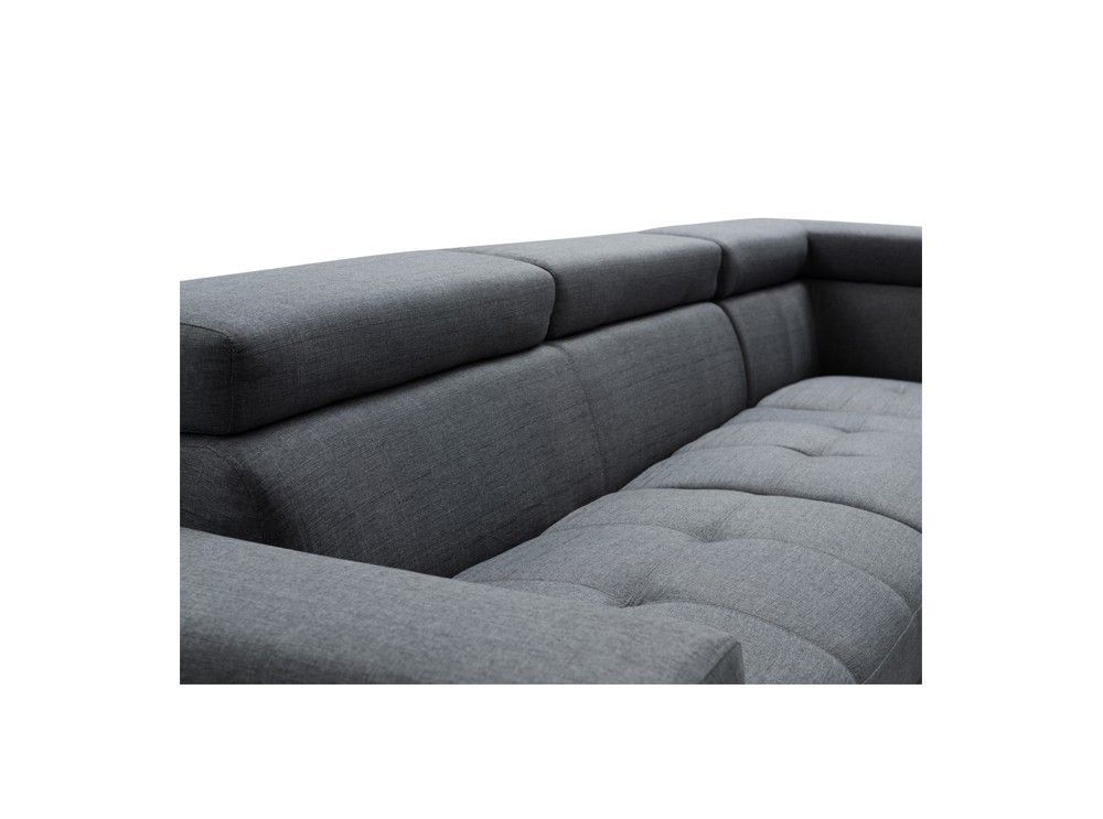 Canapé d'angle droit scandinave avec appuis têtes tissu gris foncé Santra 262 cm - Photo n°9