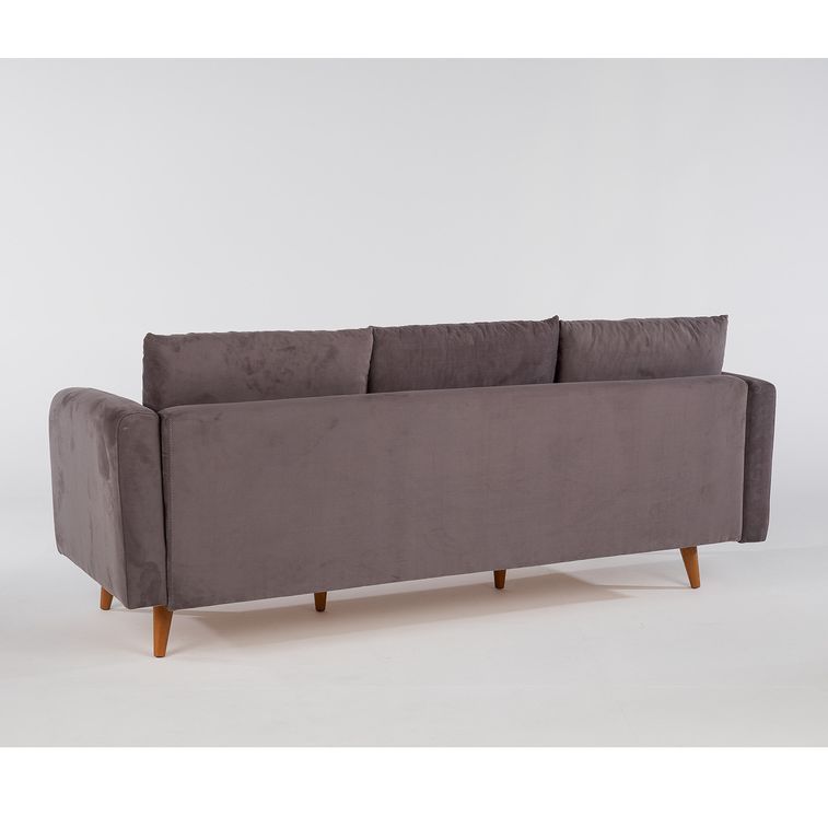 Canapé d'angle droit tissu anthracite avec pieds en bois naturel Rival 215 cm - Photo n°4