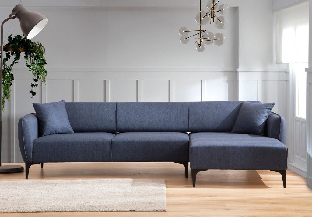 Canapé d'angle droit tissu bleu Bellano 270 cm - Photo n°3