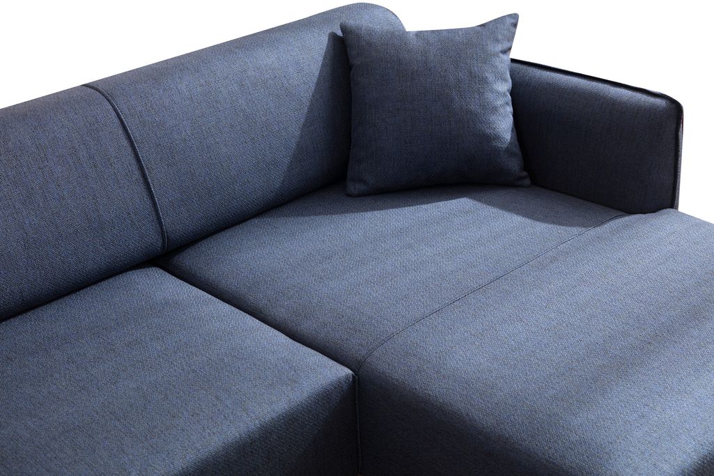 Canapé d'angle droit tissu bleu Bellano 270 cm - Photo n°5