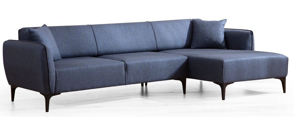 Canapé d'angle droit tissu bleu Bellano 270 cm - Photo n°1