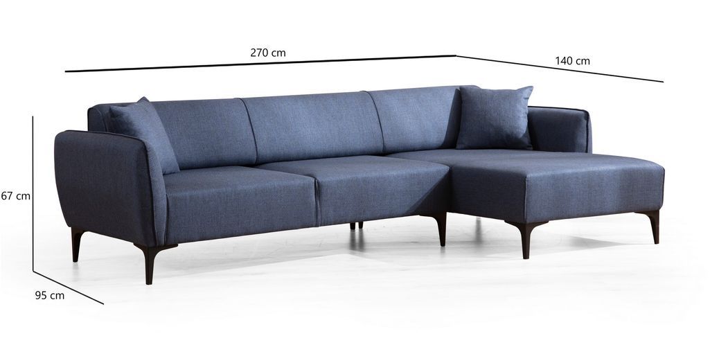 Canapé d'angle droit tissu bleu Bellano 270 cm - Photo n°8