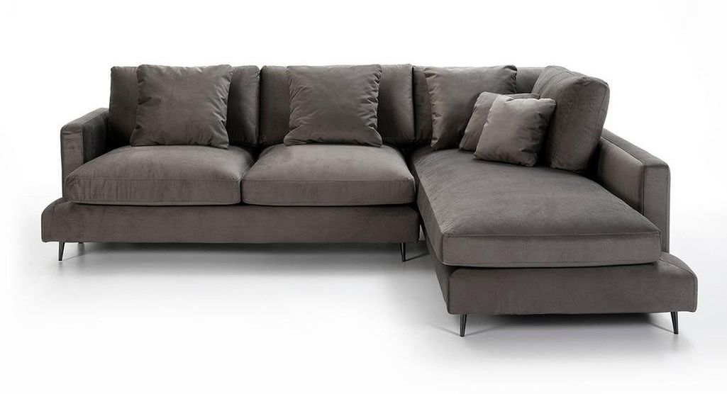 Canapé d'angle droit toile gris foncé - Photo n°2