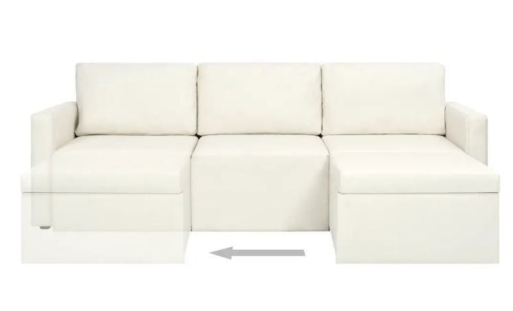 Canapé d'angle extensible et convertible simili cuir blanc Karen - Photo n°5