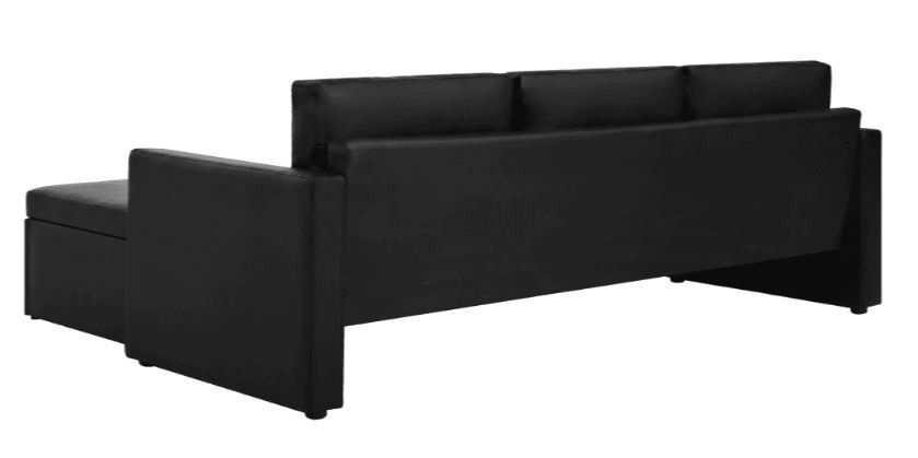 Canapé d'angle extensible et convertible simili cuir noir Karen - Photo n°5