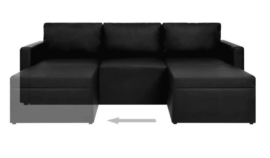 Canapé d'angle extensible et convertible simili cuir noir Karen - Photo n°7