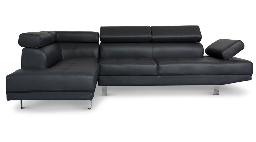 Canapé d'angle gauche 5 places simili cuir noir Omeg 260 cm - Photo n°1