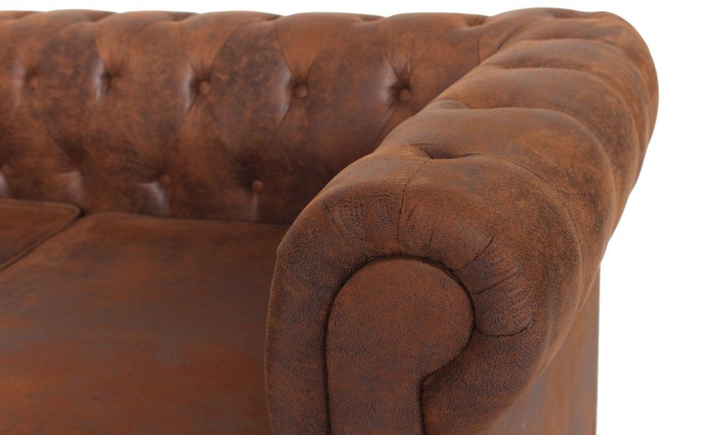 Canapé d'angle gauche 5 places tissu marron vintage Vatsi 220 cm - Photo n°6