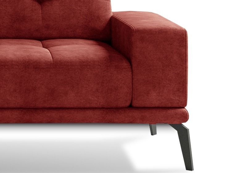 Canapé d'angle gauche 5 places tissu suédine rouge tomette Torpille 265 cm - Photo n°5