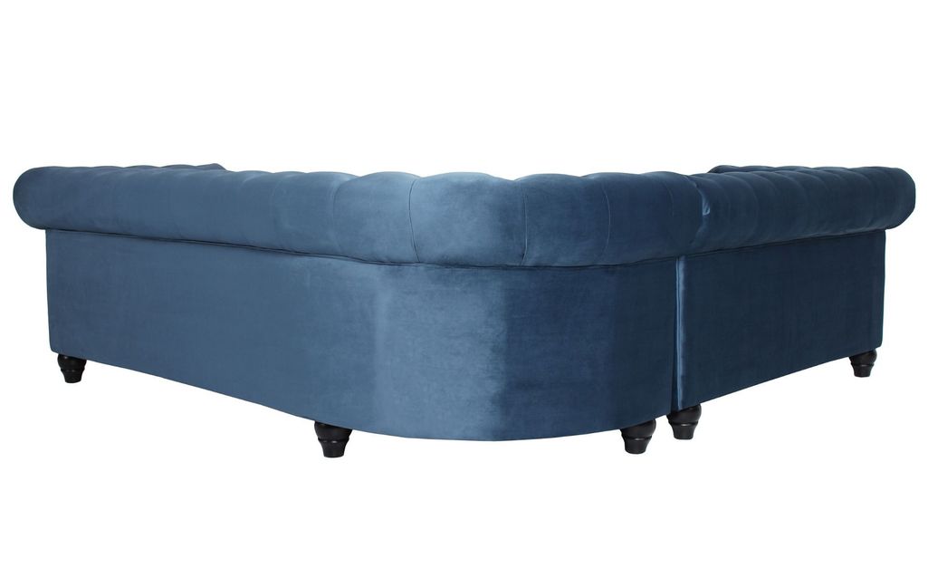 Canapé d'angle gauche 5 places velours bleu Vatsi 220 cm - Photo n°4