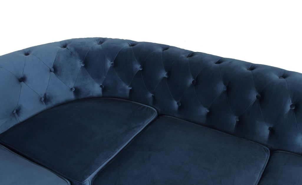 Canapé d'angle gauche 5 places velours bleu Vatsi 220 cm - Photo n°7