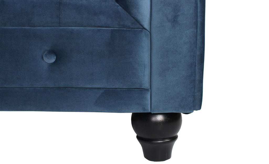Canapé d'angle gauche 5 places velours bleu Vatsi 220 cm - Photo n°9