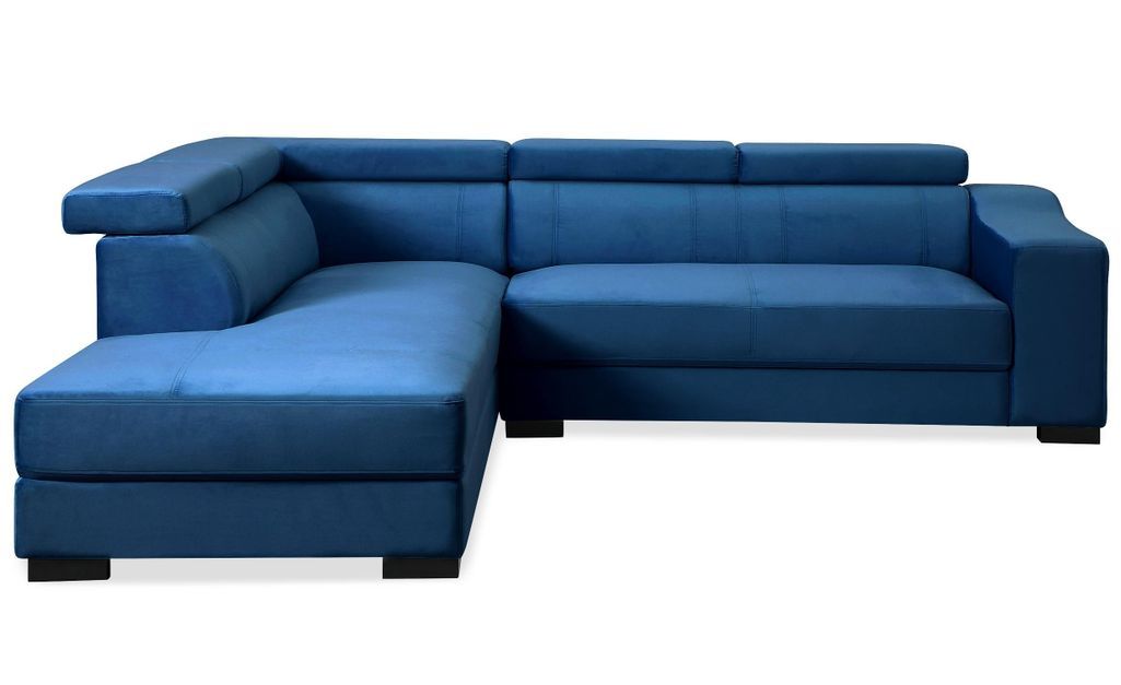 Canapé d'angle gauche 5 places velours bleu Ozen - Photo n°1
