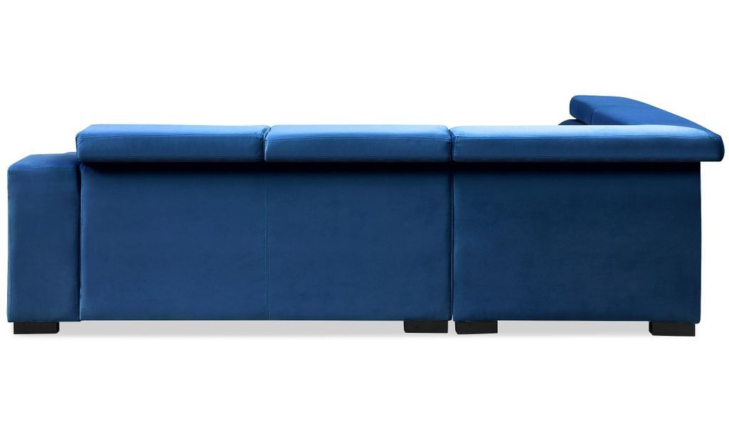 Canapé d'angle gauche 5 places velours bleu Ozen - Photo n°3