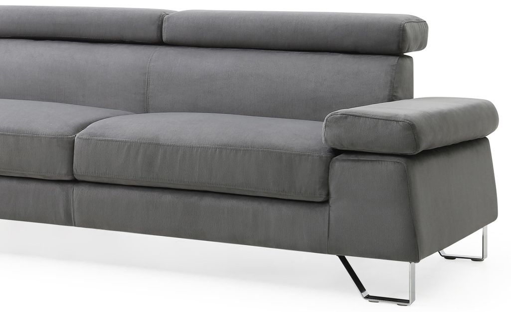 Canapé d'angle gauche à têtières velours gris foncé Alphos 260 cm - Photo n°5
