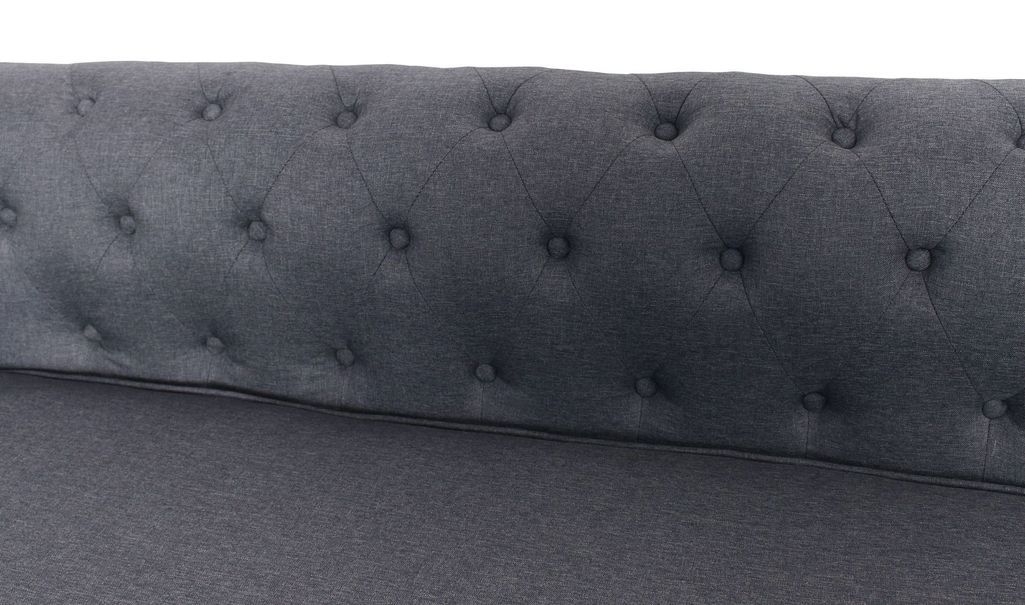Canapé d'angle gauche chesterfield tissu gris foncé Rosee 281 cm - Photo n°6