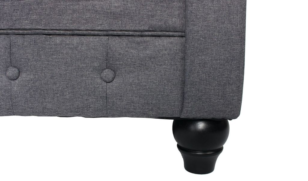 Canapé d'angle gauche chesterfield tissu gris foncé Rosee 281 cm - Photo n°8