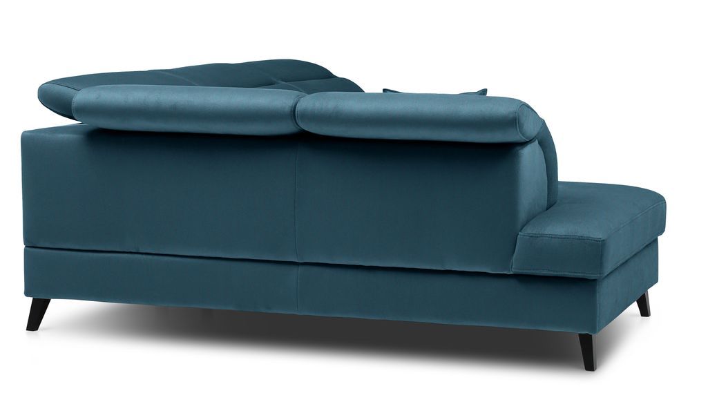 Canapé d'angle gauche convertible tissu bleu canard Noblesse 255 cm - Photo n°9