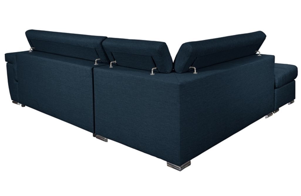 Canapé d'angle gauche convertible tissu bleu pétrole Nivy 260 cm - Photo n°8